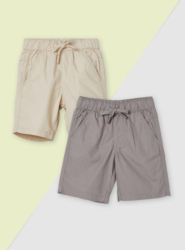 Boys Solid Shorts - Pack of 2