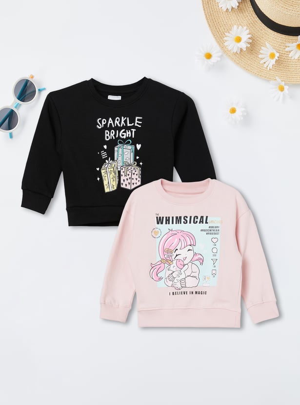 Girls Printed Sweatshirt - Pack of 2