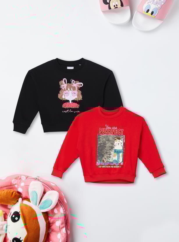 Girls Printed Sweatshirt - Pack of 2