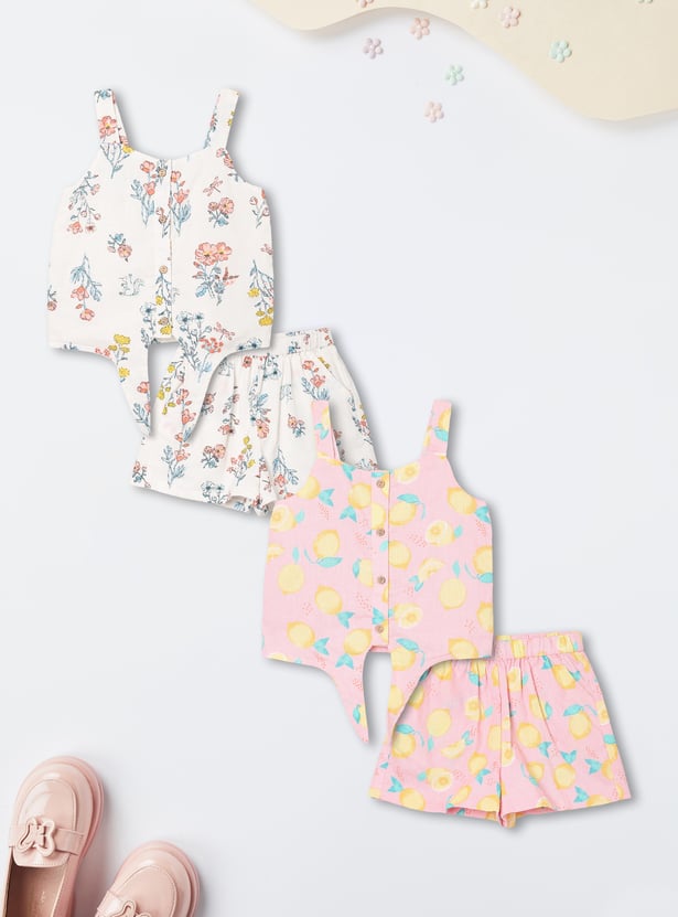 Girls Printed Shorts Set - Pack of 2