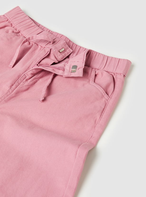 Girls Solid Wide Leg Trousers - Pack of 2