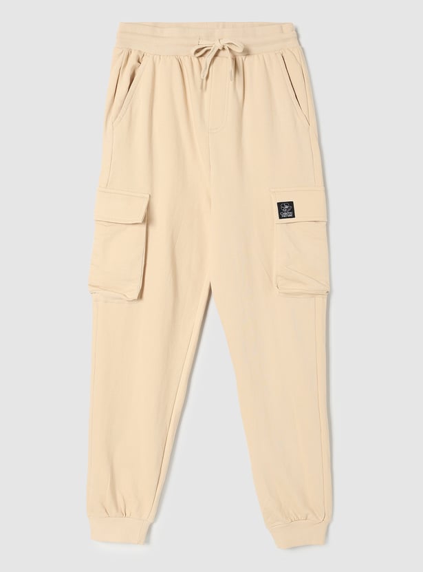Boys Solid Cargo Joggers - Pack of 2