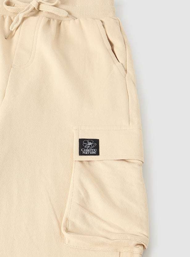 Boys Solid Cargo Joggers - Pack of 2