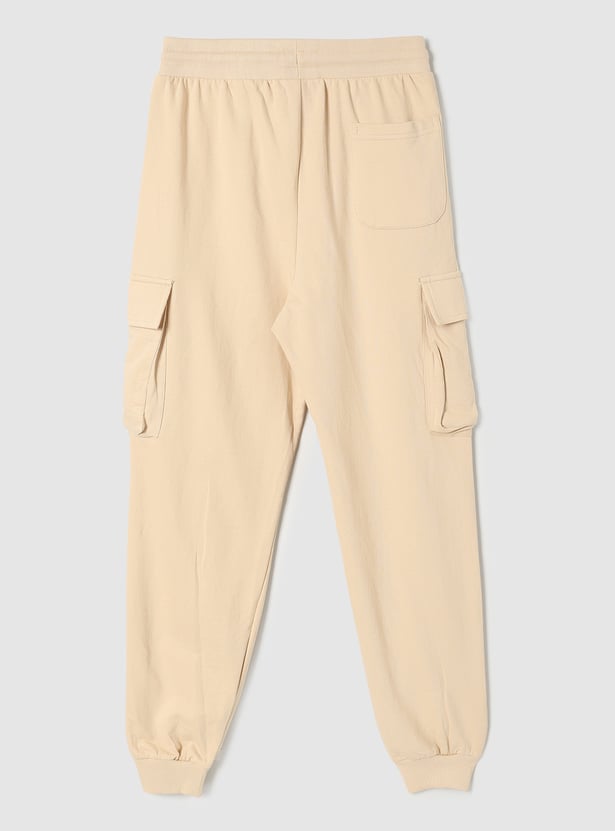 Boys Solid Cargo Joggers - Pack of 2