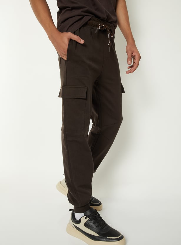 Boys Solid Cargo Joggers - Pack of 2