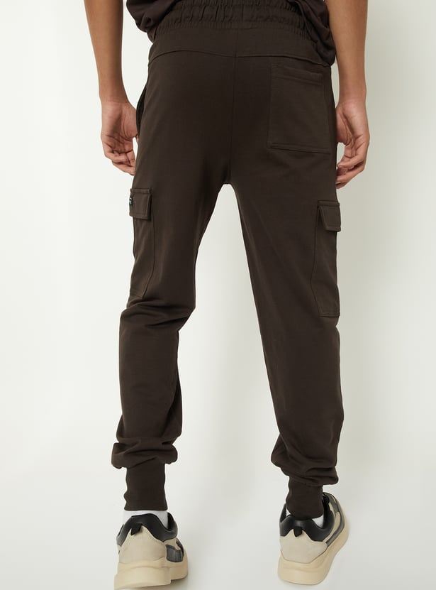 Boys Solid Cargo Joggers - Pack of 2