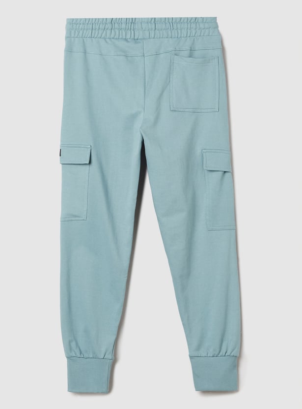 Boys Solid Cargo Joggers - Pack of 2