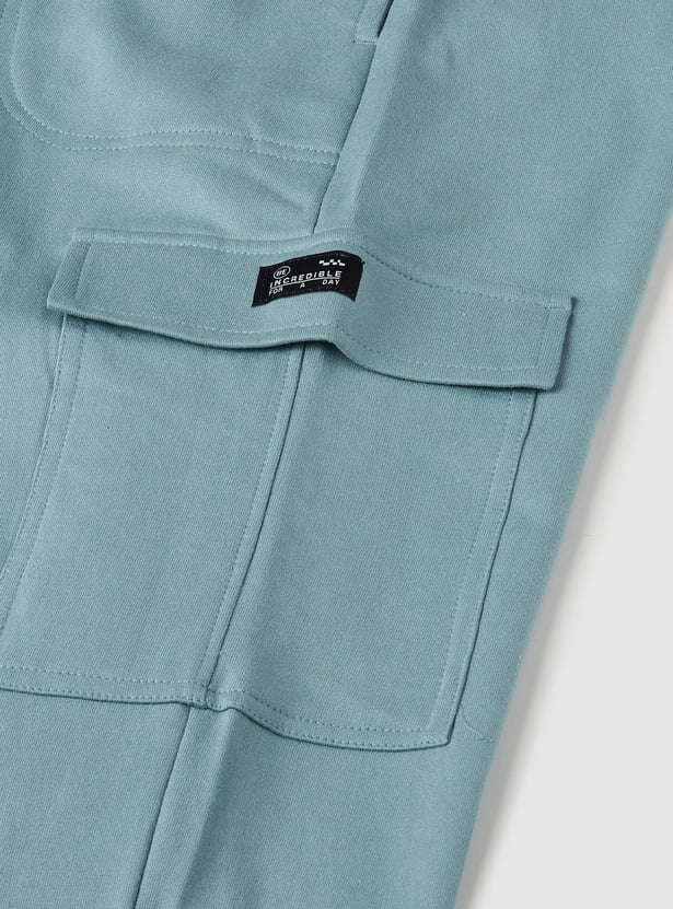 Boys Solid Cargo Joggers - Pack of 2