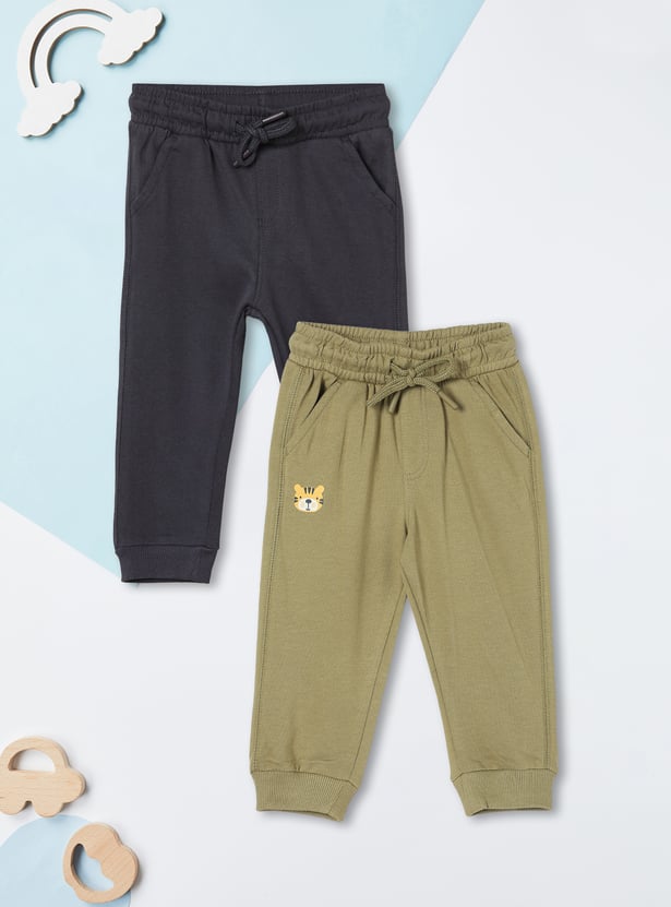 Boys Solid Knit Joggers - Pack of 2