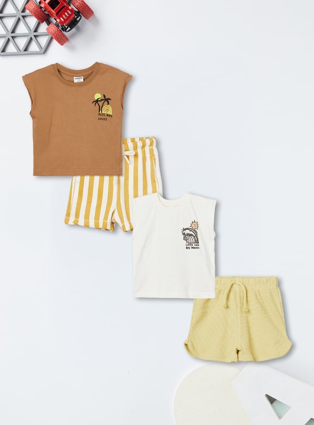 Boys Back Print Shorts Set - Pack of 2