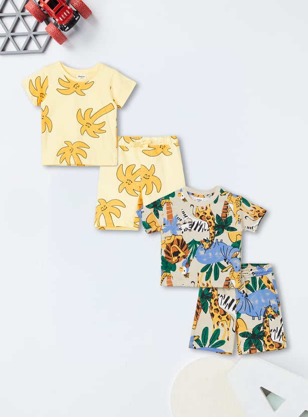 Boys Printed Shorts Set- Pack of 2