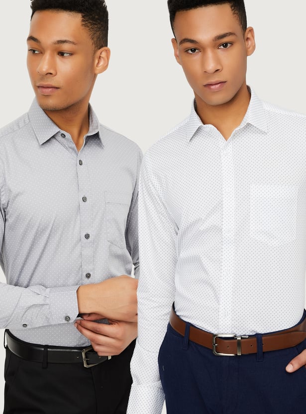 Men Printed Slim Fit Formal Shirts - Pack of 2