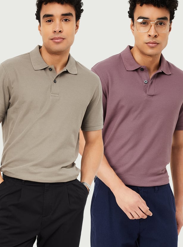 Men Solid Polo T-shirt - Pack of 2