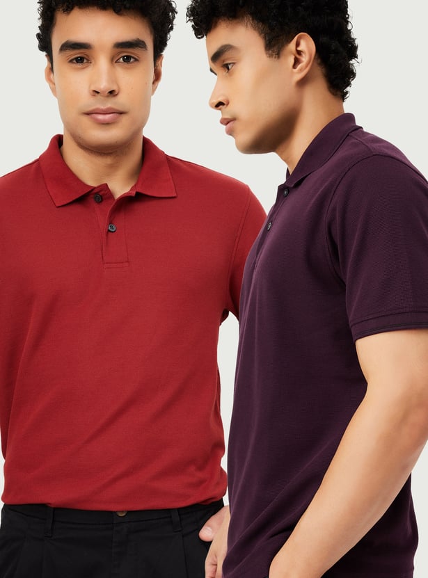 Men Solid Polo T-shirts - Pack of 2