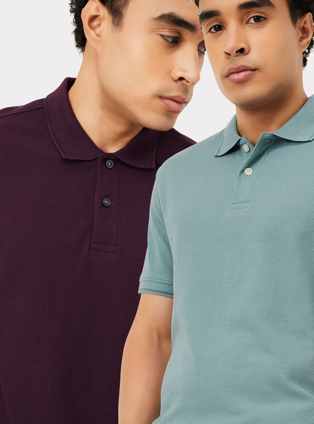 Men Solid Polo T-shirts - Pack of 2