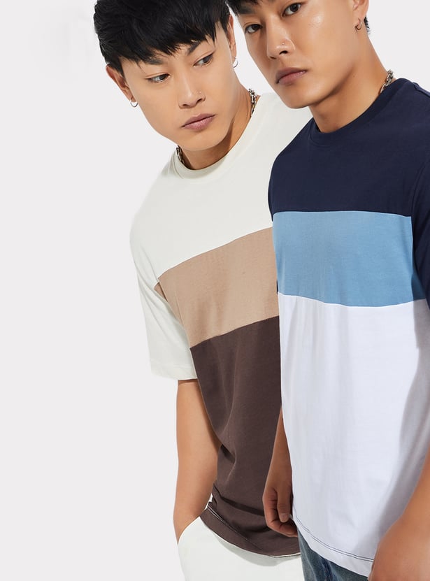 URB_N Men Colourblocked T-shirt - Pack of 2