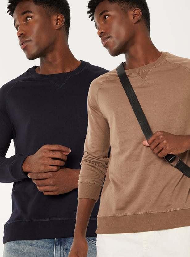 Men Solid Full Sleeve T-shirt - Pack of 2