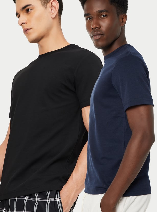 Men Solid T-shirt - Pack of 2