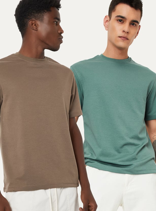 Men Solid T-shirt - Pack of 2