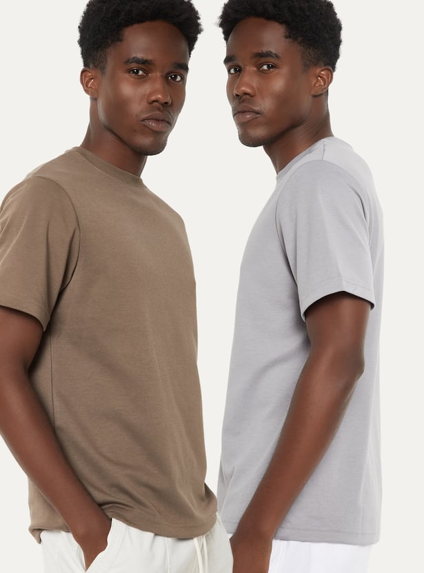 Men Solid T-shirt - Pack of 2