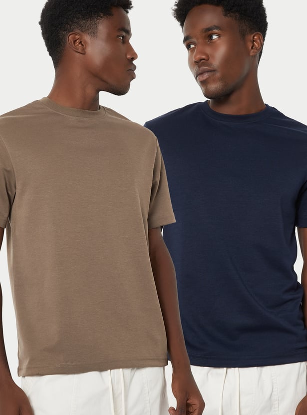Men Solid T-shirt - Pack of 2