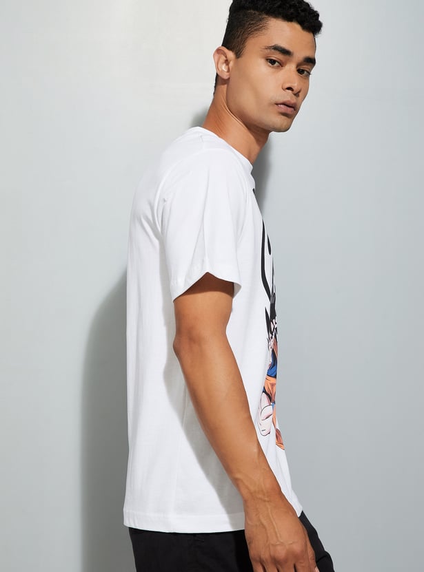 URB_N Men Dragon Ball Z & One Piece Print T-shirts - Pack of 2