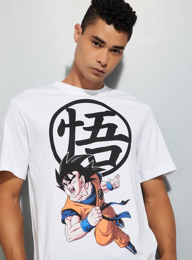 URB_N Men Dragon Ball Z & One Piece Print T-shirts - Pack of 2