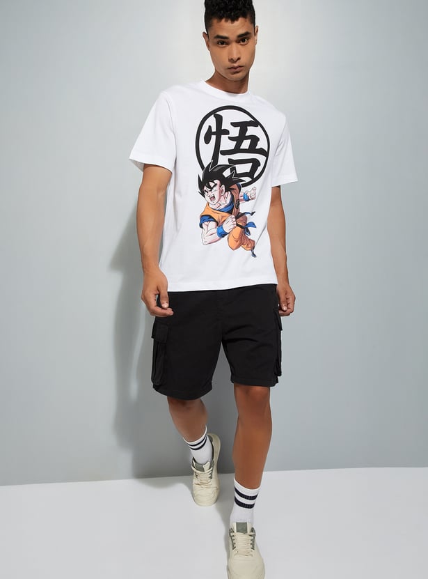 URB_N Men Dragon Ball Z & One Piece Print T-shirts - Pack of 2