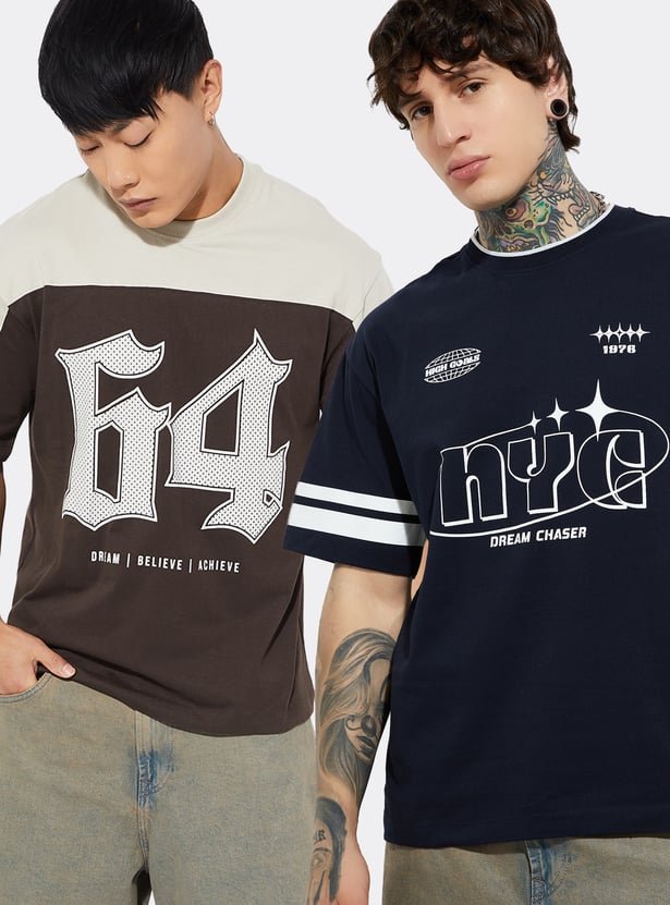 Men Printed T-shirt - Pack of 2