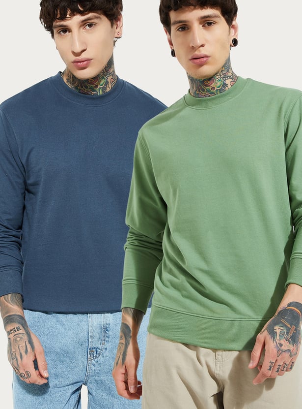 Men Solid Sweatshirts - Pack of 2