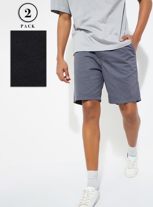 URB_N Men Solid Shorts - Pack of 2