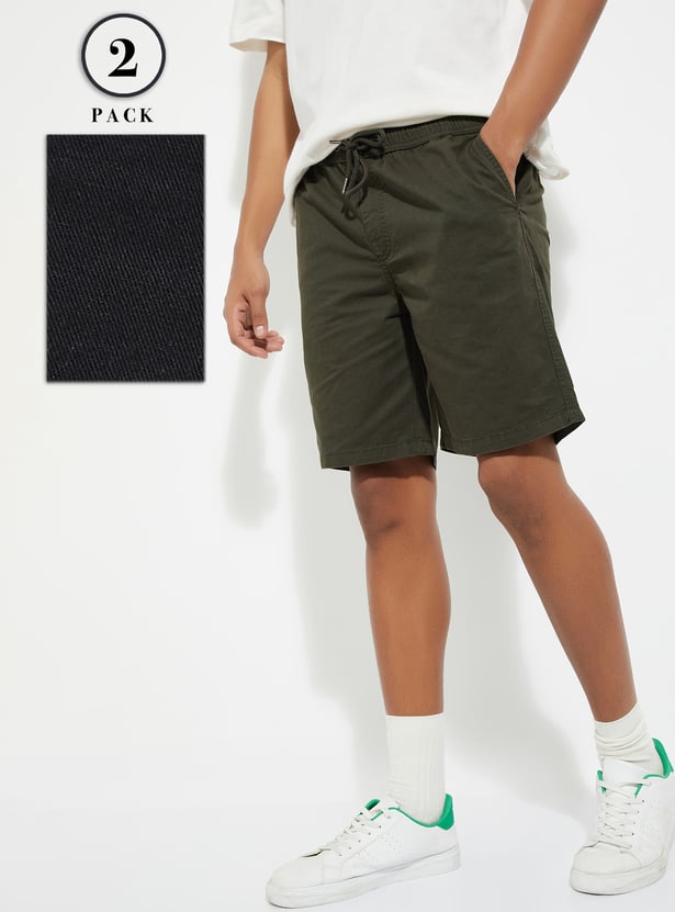 URB_N Men Solid Shorts - Pack of 2