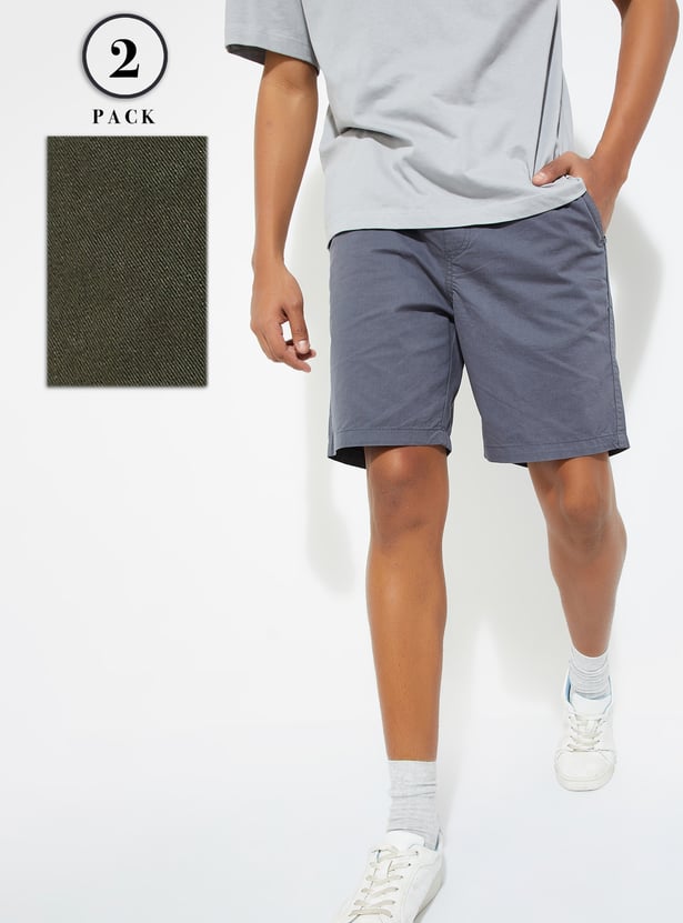 URB_N Men Solid Shorts - Pack of 2