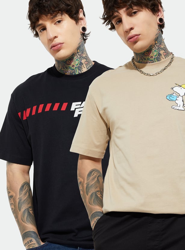 Men Printed T-shirts - Pack of 2