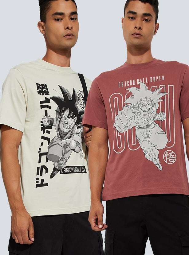 URB_N Men Goku Printed T-shirts - Pack of 2