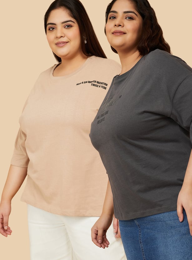 URB_N Women Printed T-shirt - Pack of 2