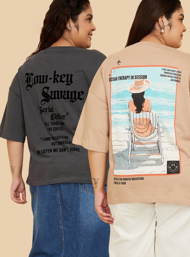 URB_N Women Printed T-shirt - Pack of 2