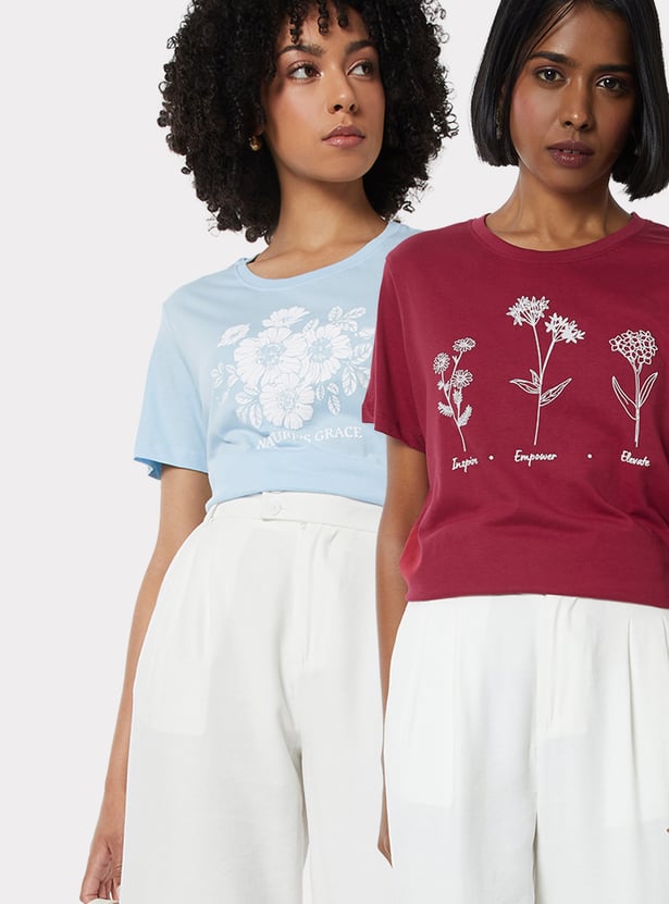 Women Printed T-shirt - Pack of 2
