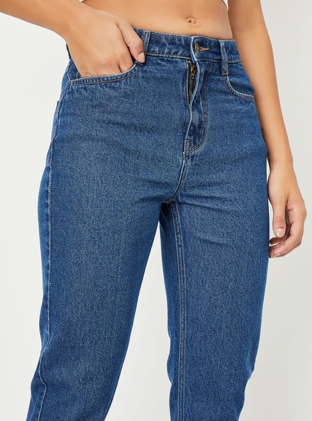 Women Washed Mom Fit Jeans - Pack of 2