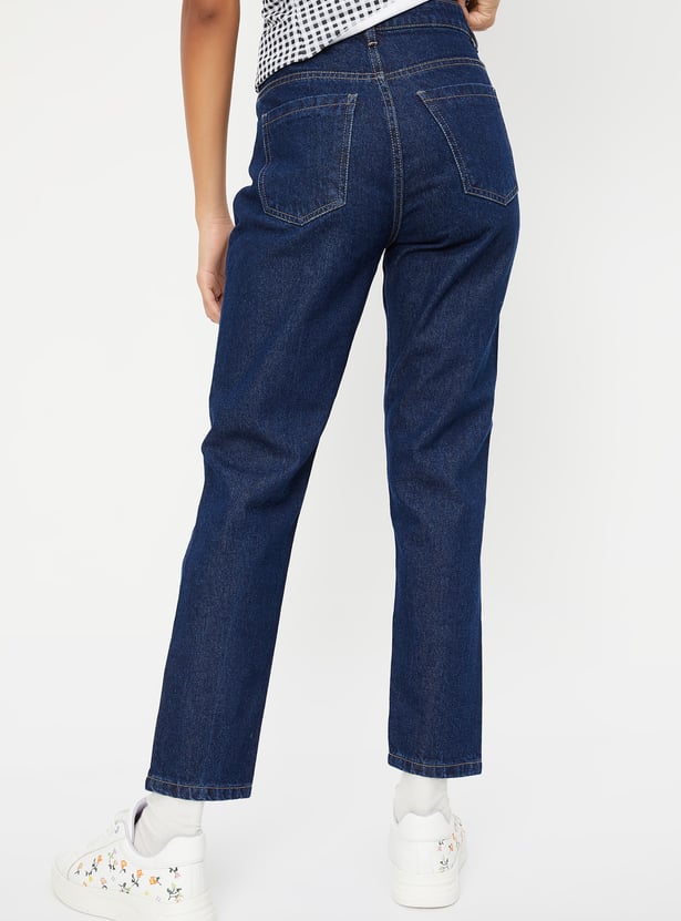 Women Washed Mom Fit Jeans - Pack of 2