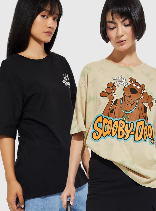 URB_N Women Character Print Oversized T-shirt - Pack of 2