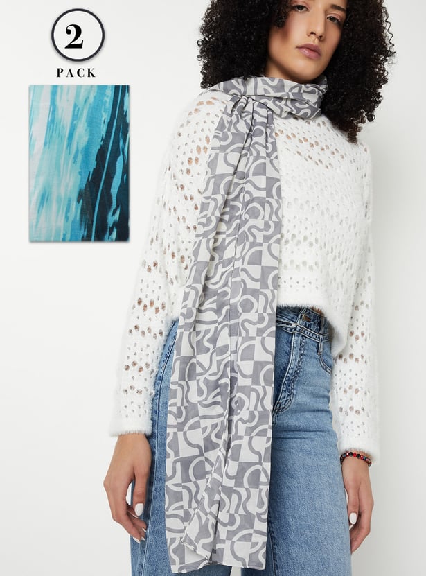 Women Printed Scarves - Pack of 2