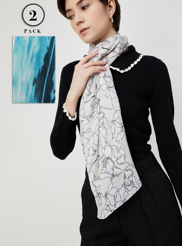 Women Printed Scarf - Pack of 2