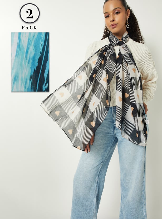 Women Printed Scarf - Pack of 2