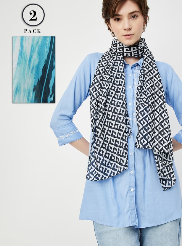 Women Printed Scarf - Pack of 2