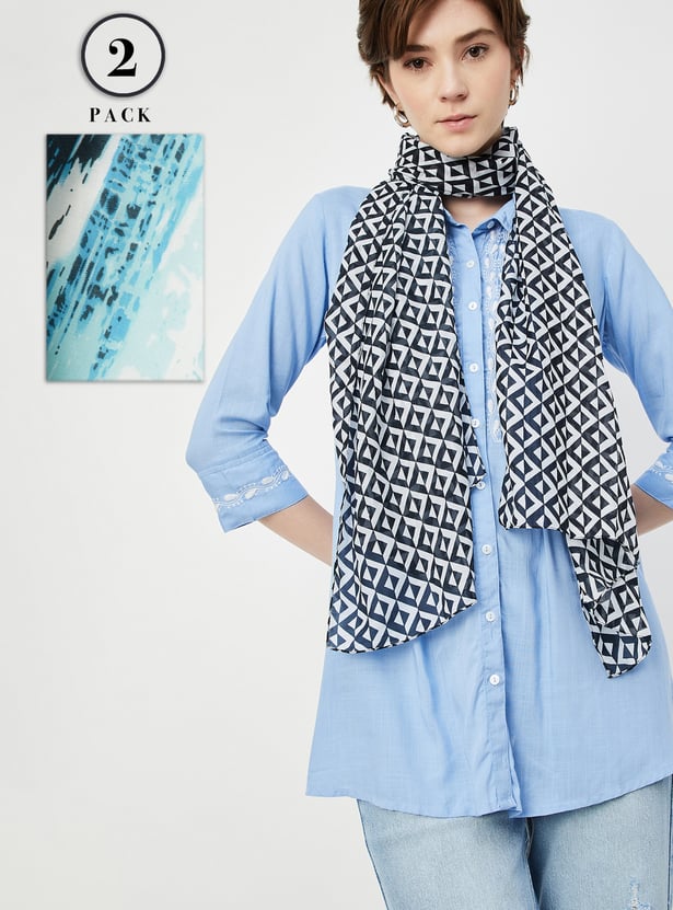 Women Printed Scarf - Pack of 2