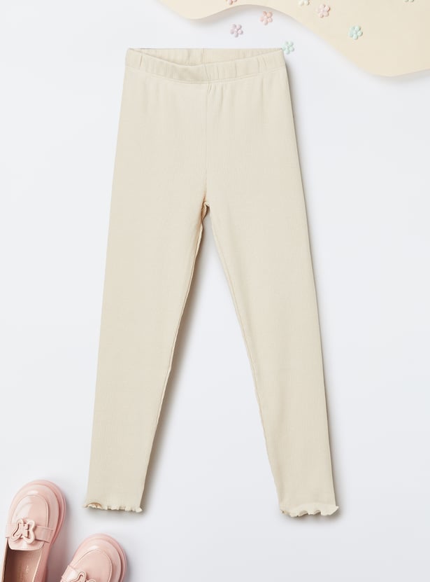 Girls Solid Leggings - Pack of 2