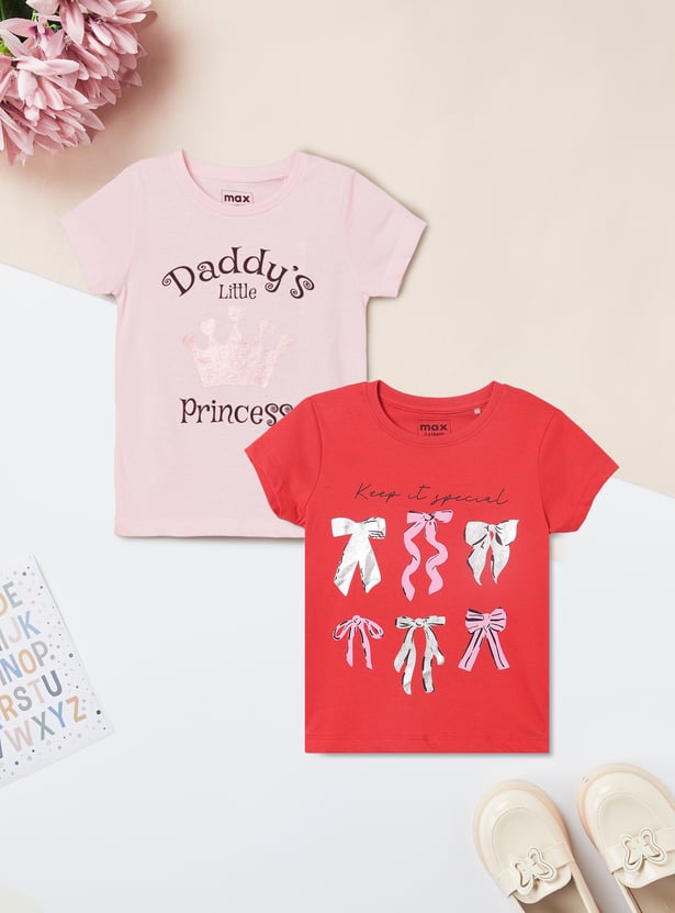 Girls Printed T-shirt - Pack of 2