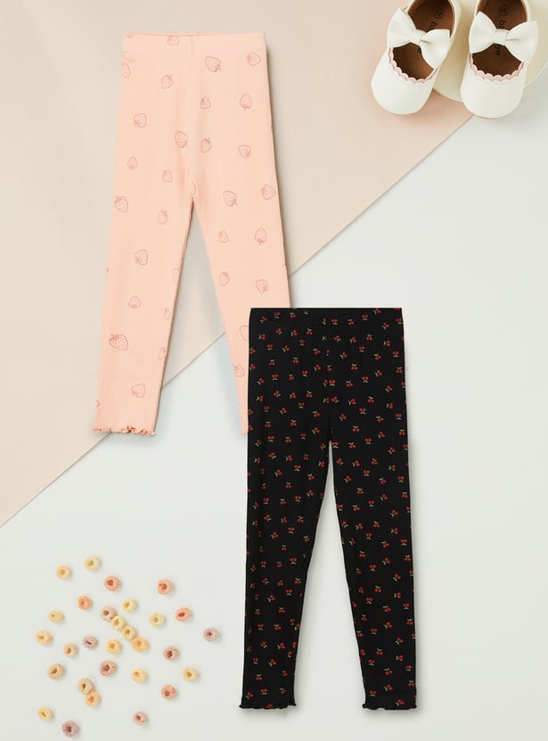 Girls Printed Leggings - Pack of 2