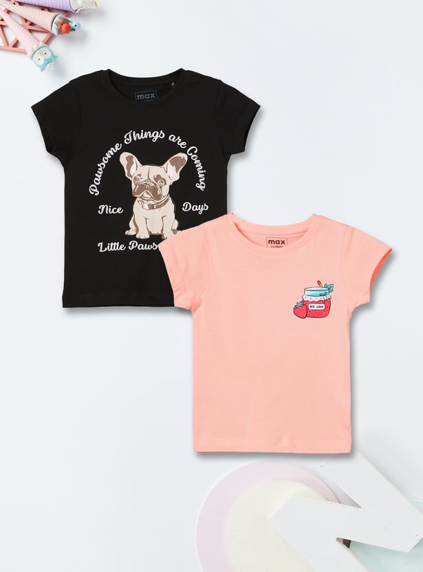 Girls Printed T-shirt - Pack of 2